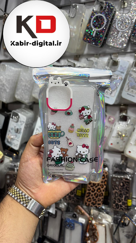 قاب گوشی iPhone 13/14/15 آیفون شفاف فانتزی عروسکی طرح هلوکیتی