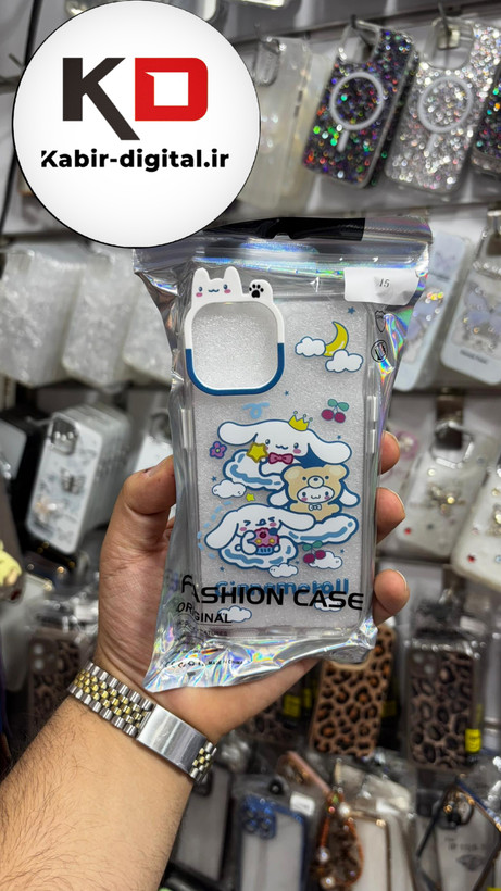قاب گوشی iPhone 13/14/15 آیفون شفاف فانتزی عروسکی طرح عروسکی سفید