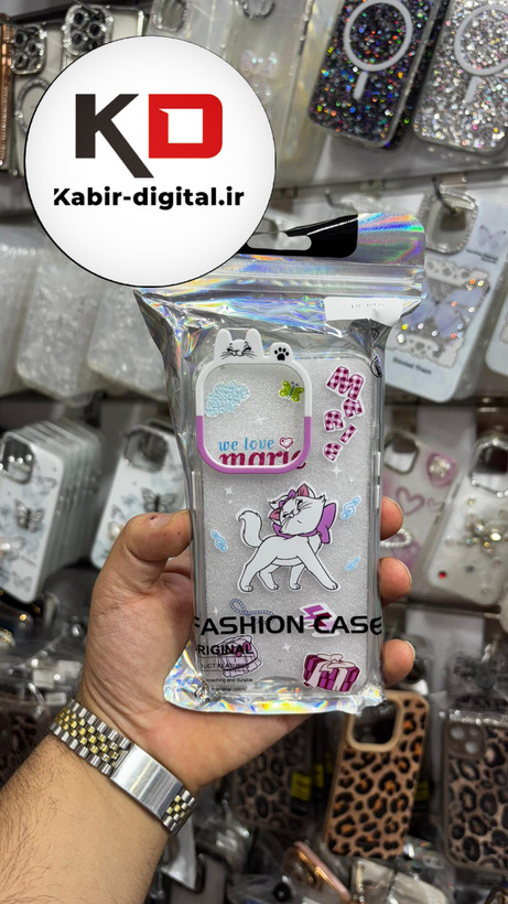 قاب گوشی iPhone 15 Pro آیفون شفاف فانتزی عروسکی طرح گربه سفید