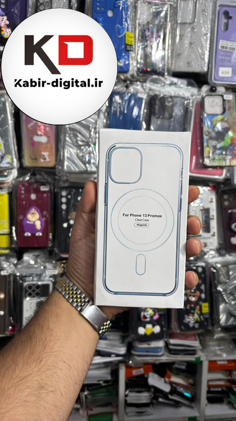 قاب گوشی iPhone 13 Pro Max آیفون شفاف مگ سیف دار MagSafe اورجینال دور سیلیکونی سفید ایربگ دار