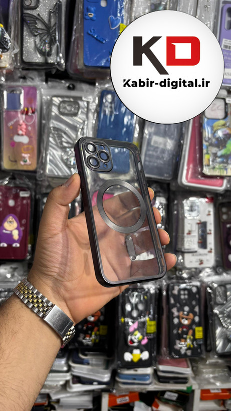 قاب گوشی iPhone 11 Pro آیفون شفاف مگ سیف دار MagSafe اورجینال دور سیلیکونی مشکی ایربگ دار