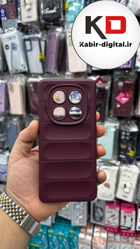 قاب گوشی Redmi Note 14 Pro Plus / Note 14 Pro 5G شیائومی سیلیکونی پافر PC زیر بسته محافظ لنز دار زرشکی