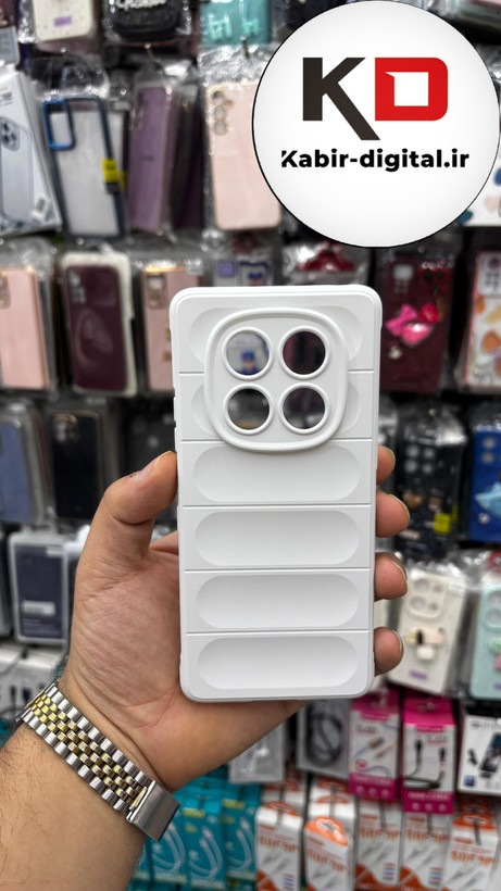 قاب گوشی Redmi Note 14 Pro Plus / Note 14 Pro 5G شیائومی سیلیکونی پافر PC زیر بسته محافظ لنز دار سفید