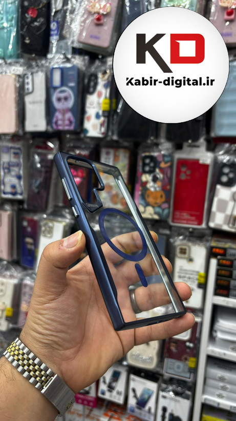 قاب گوشی Galaxy S23 Ultra سامسونگ MAX SERIES MAGSAFE مگ سیف اورجینال شفاف آبی