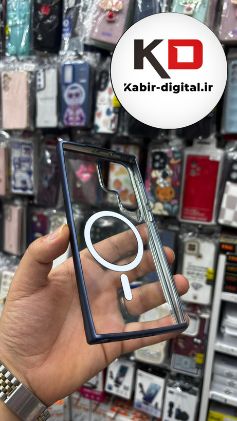 قاب گوشی Galaxy S23 Ultra سامسونگ MAX SERIES MAGSAFE مگ سیف اورجینال شفاف آبی