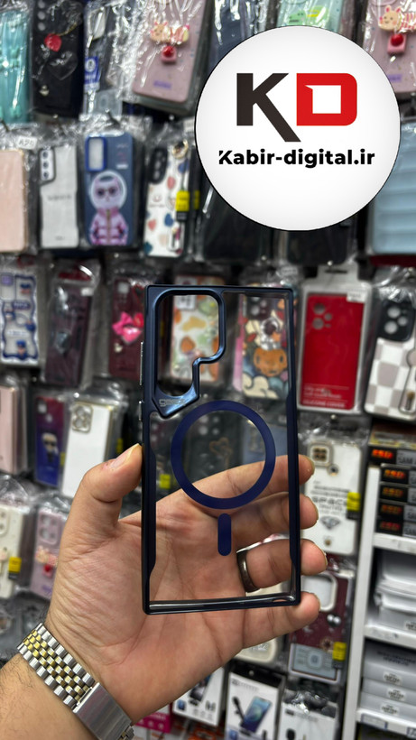 قاب گوشی Galaxy S23 Ultra سامسونگ MAX SERIES MAGSAFE مگ سیف اورجینال شفاف آبی