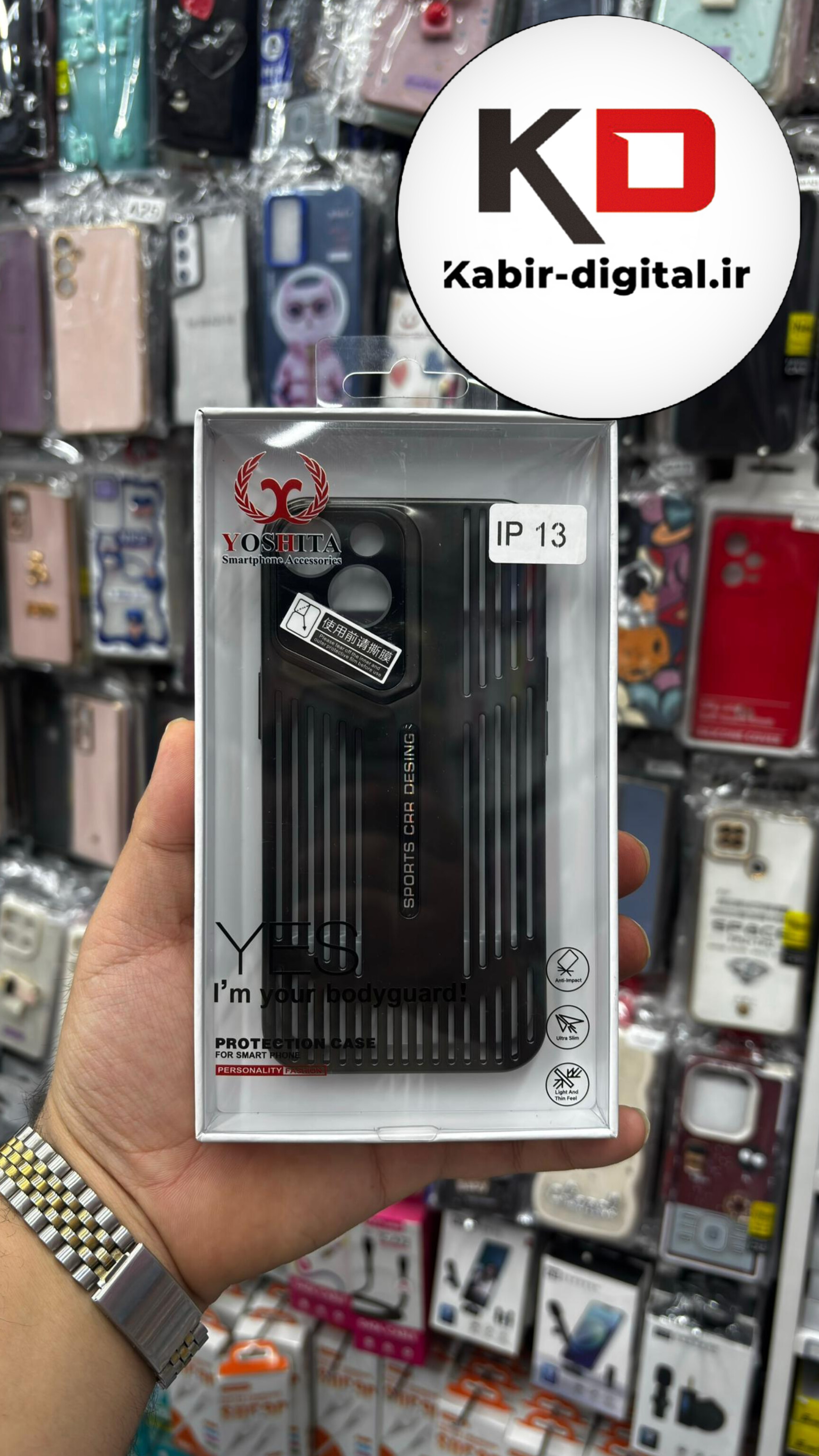 قاب گوشی iPhone 13/14 آیفون اورجینال PROTECTIVE CASE سری CAR DESIGN محافظ لنز دار شیشه ای مشکی