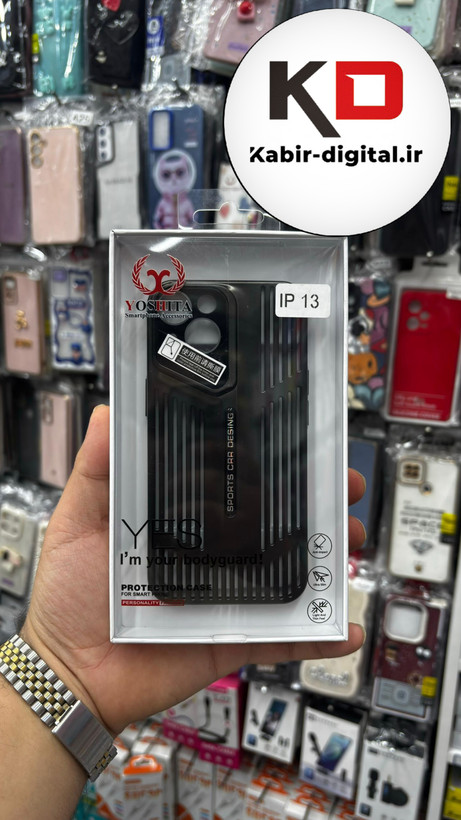 قاب گوشی iPhone 13/14 آیفون اورجینال PROTECTIVE CASE سری CAR DESIGN محافظ لنز دار شیشه ای مشکی