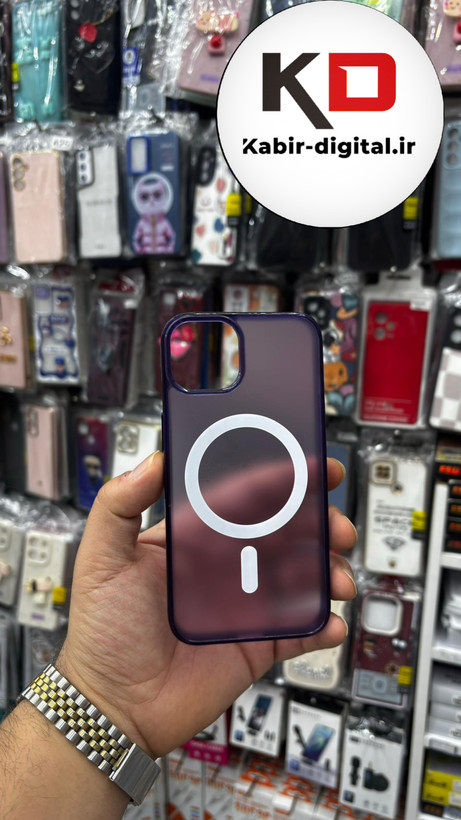 قاب گوشی iPhone 13/14 آیفون پشت مات اورجینال MagCase مگ سیف دار دور سیلیکونی بنفش
