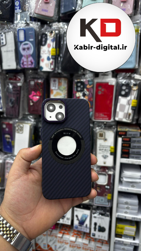 کاور New Case مدل مگ سیف فیبر کربن مناسب گوشی اپل iPhone 13/14 بنفش