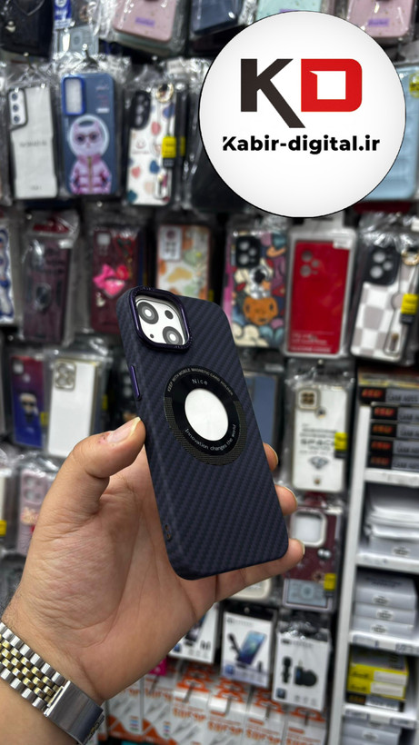 کاور New Case مدل مگ سیف فیبر کربن مناسب گوشی اپل iPhone 13/14 بنفش
