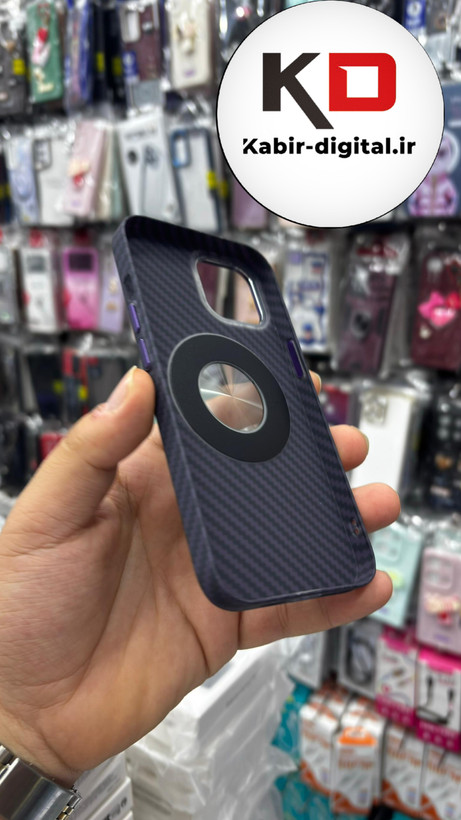 کاور New Case مدل مگ سیف فیبر کربن مناسب گوشی اپل iPhone 13/14 بنفش