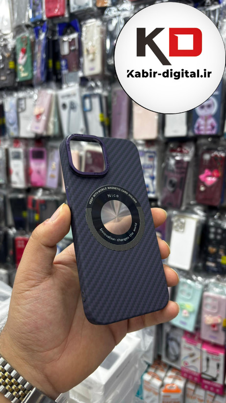 کاور New Case مدل مگ سیف فیبر کربن مناسب گوشی اپل iPhone 13/14 بنفش