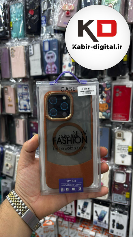 قاب گوشی پشت مات چرمی مگسیف - (قهوه ایی) Iphone 15 pro Max