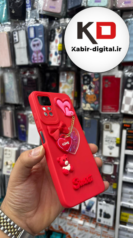 قاب گوشی Redmi Note 11 Pro 4G - Redmi Note 12 Pro 4G شیائومی طرح سیلیکونی ژله ای سه بعدی برجسته عروسکی محافظ لنز دار آویزدار قرمز
