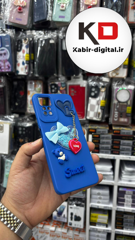 قاب گوشی Redmi Note 11 Pro 4G - Redmi Note 12 Pro 4G شیائومی طرح سیلیکونی ژله ای سه بعدی برجسته عروسکی محافظ لنز دار آویزدار آبی