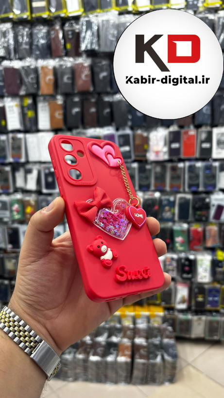 قاب گوشی Galaxy A35 سامسونگ طرح سیلیکونی ژله ای سه بعدی برجسته عروسکی محافظ لنز دار آویزدار قرمز