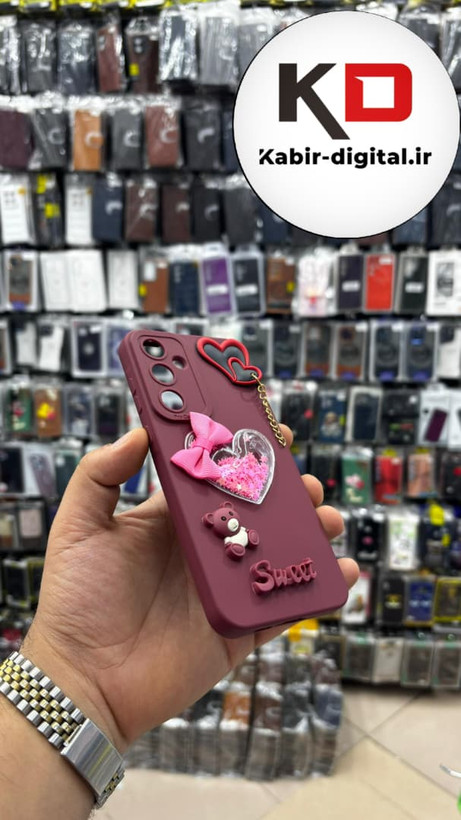 قاب گوشی Galaxy A55 سامسونگ طرح سیلیکونی ژله ای سه بعدی برجسته عروسکی محافظ لنز دار آویزدار جیگری