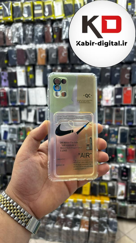 قاب گوشی Galaxy A31 سامسونگ ژله ای جاکارتی دار محافظ لنز دار کپسولی نایک