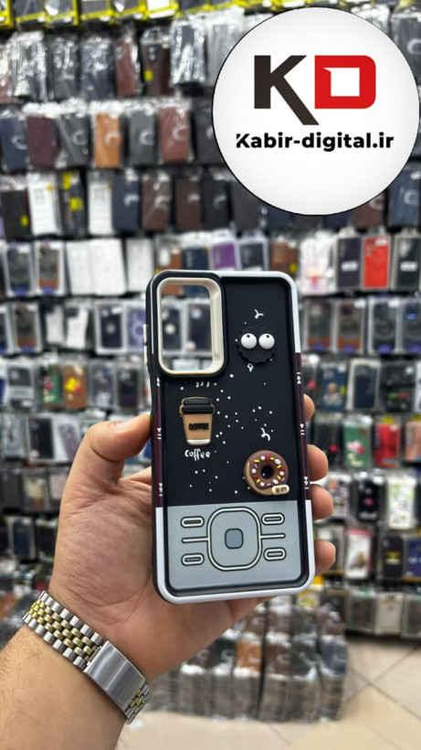 قاب گوشی Galaxy A16/A26/A17 سامسونگ سیلیکونی Solid Case منحنی برجسته میکروب و قهوه مشکی محافظ لنز دار