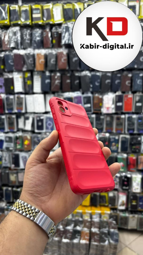 قاب گوشی Galaxy A04 سامسونگ سیلیکونی پافر PC زیر بسته محافظ لنز دار قرمز