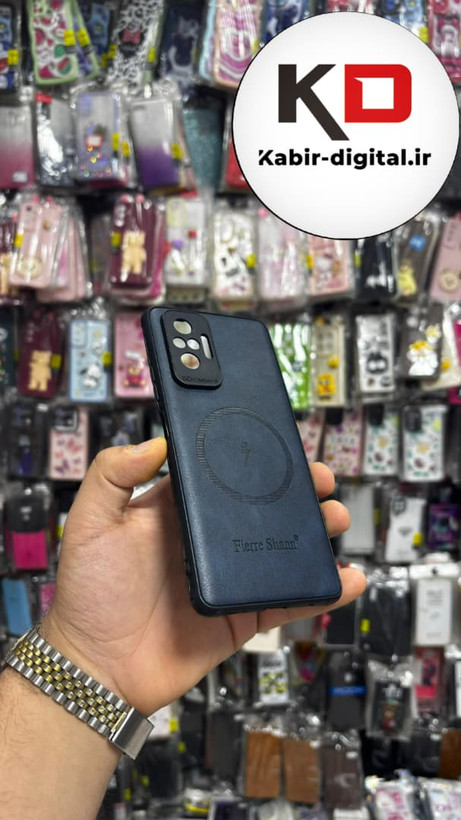 قاب گوشی Redmi Note 10 Pro شیائومی چرمی ژله ای طرح مگ سیف Fierre Shann محافظ لنز دار سرمه ایی