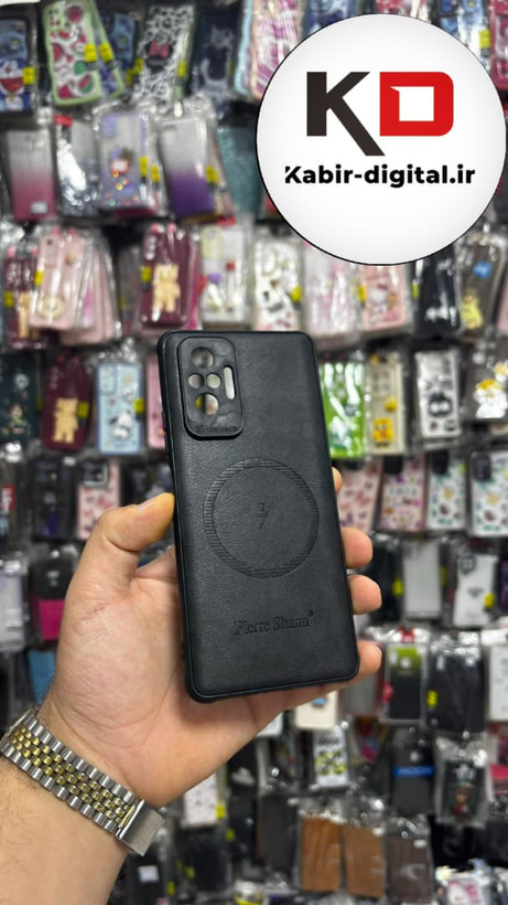 قاب گوشی Redmi Note 10 Pro شیائومی چرمی ژله ای طرح مگ سیف Fierre Shann محافظ لنز دار مشکی