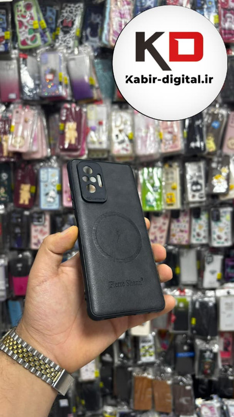قاب گوشی Redmi Note 10 Pro شیائومی چرمی ژله ای طرح مگ سیف Fierre Shann محافظ لنز دار مشکی
