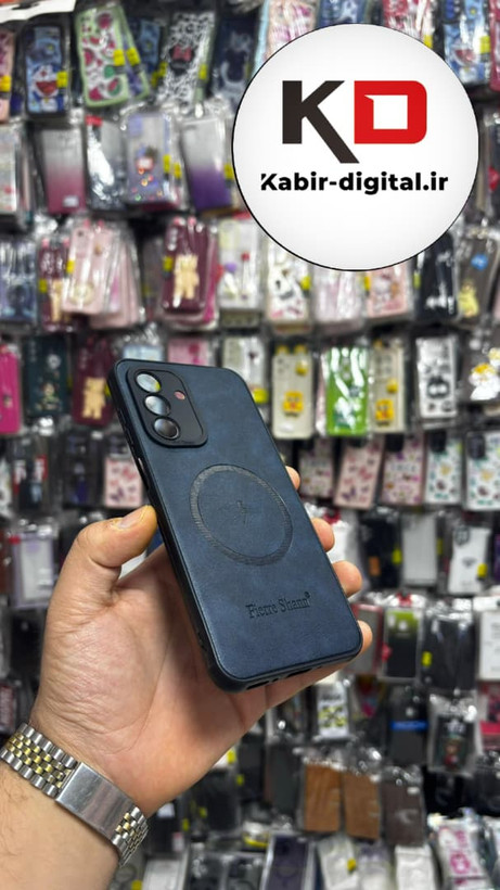 قاب گوشی Galaxy A26/A17 سامسونگ چرمی ژله ای طرح مگ سیف Fierre Shann محافظ لنز دار سرمه ایی
