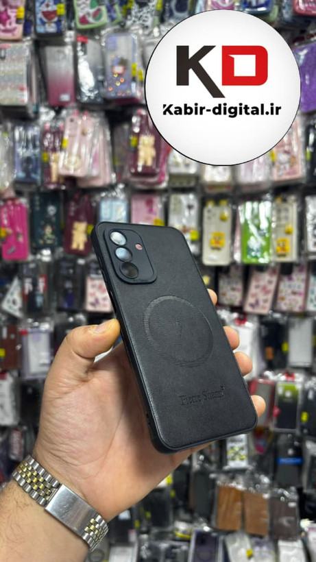 قاب گوشی Galaxy A26/A17 سامسونگ چرمی ژله ای طرح مگ سیف Fierre Shann محافظ لنز دار مشکی