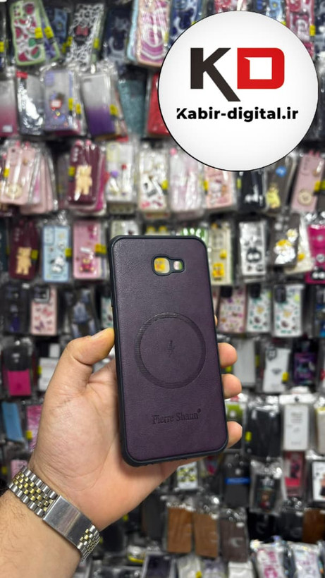 قاب گوشی Galaxy J4 Plus سامسونگ چرمی ژله ای طرح مگ سیف Fierre Shann محافظ لنز دار بنفش