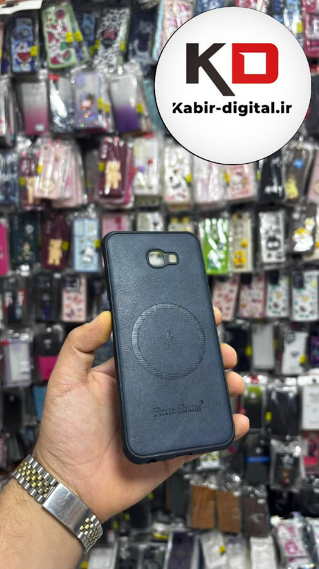 قاب گوشی Galaxy J4 Plus سامسونگ چرمی ژله ای طرح مگ سیف Fierre Shann محافظ لنز دار سرمه ایی