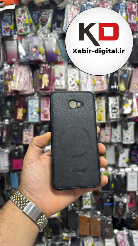 قاب گوشی Galaxy J4 Plus سامسونگ چرمی ژله ای طرح مگ سیف Fierre Shann محافظ لنز دار مشکی
