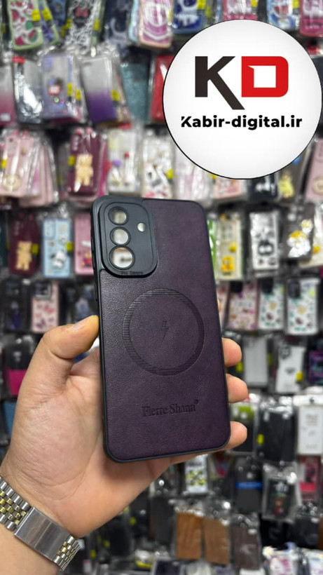 قاب گوشی Galaxy A36/A56 سامسونگ چرمی ژله ای طرح مگ سیف Fierre Shann محافظ لنز دار بنفش