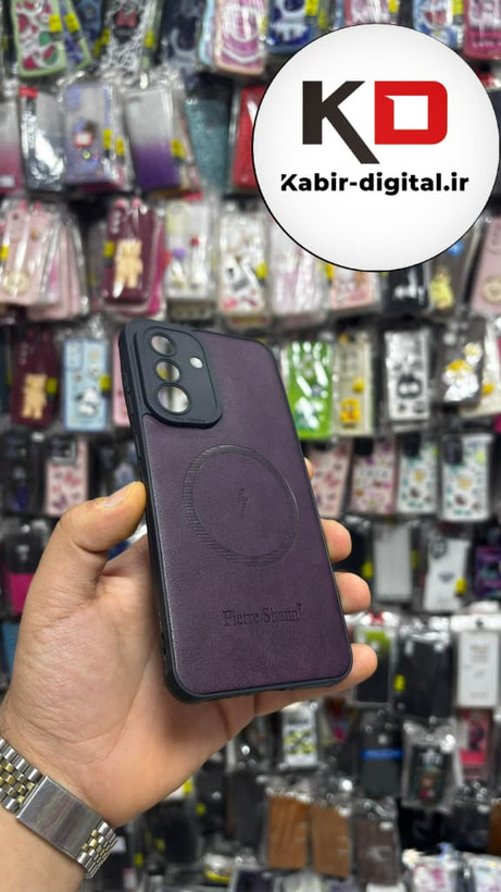 قاب گوشی Galaxy A36/A56 سامسونگ چرمی ژله ای طرح مگ سیف Fierre Shann محافظ لنز دار بنفش