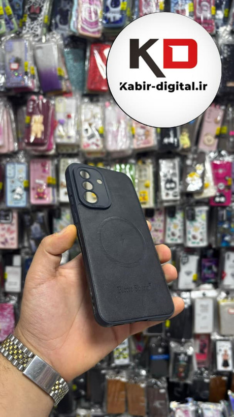 قاب گوشی Galaxy A36/A56 سامسونگ چرمی ژله ای طرح مگ سیف Fierre Shann محافظ لنز دار مشکی
