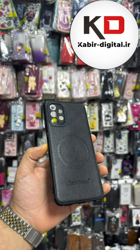 قاب گوشی Galaxy A13/A23 سامسونگ چرمی ژله ای طرح مگ سیف Fierre Shann محافظ لنز دار مشکی