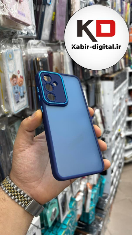 قاب گوشی Galaxy S23 FE سامسونگ پشت مات متال کیس دور سیلیکونی محافظ لنزدار آبی