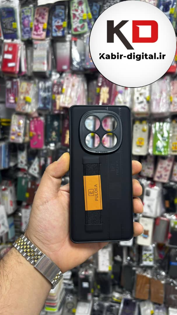 قاب گوشی Redmi Note 14 Pro 4G/ Note 14 Pro Plus/ Note 14 Pro 5G شیائومی طرح چرمی دستبندی کشی پولوکا PULOKA مشکی