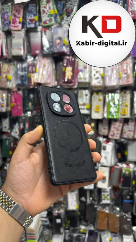 قاب گوشی Redmi Note 14 Pro 4G/ Note 14 Pro Plus/ Note 14 Pro 5G شیائومی چرمی ژله ای طرح مگ سیف Fierre Shann محافظ لنز دار مشکی