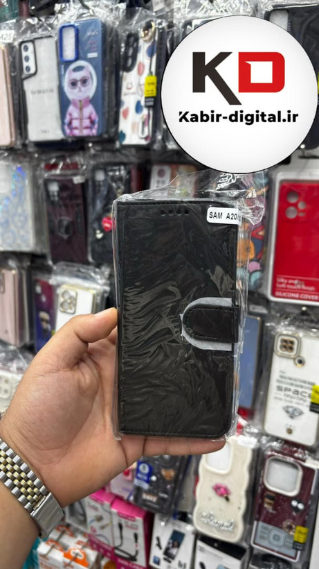 کیف گوشی Galaxy A20/A30سامسونگ چرم مگنتی جاکارتی بند آویز دار مشکی