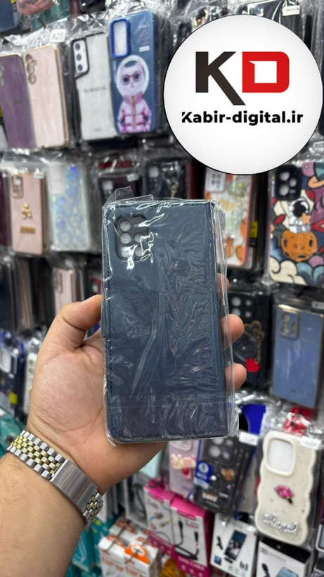 کیف گوشی Galaxy A51سامسونگ چرم مگنتی جاکارتی بند آویز دار سرمه ایی