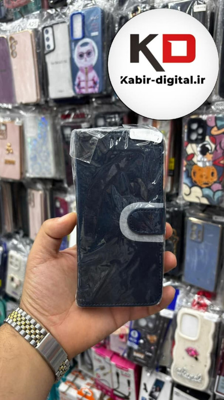 کیف گوشی Galaxy A32 4Gسامسونگ چرم مگنتی جاکارتی بند آویز دار سرمه ایی