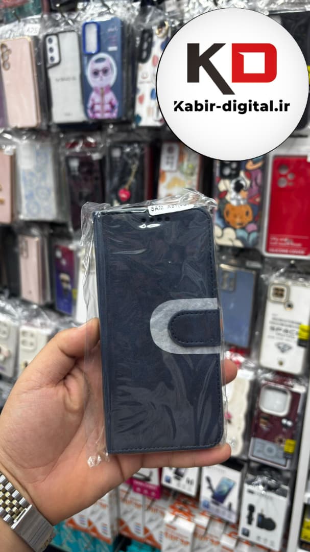 کیف گوشی Galaxy A31سامسونگ چرم مگنتی جاکارتی بند آویز دار سرمه ایی