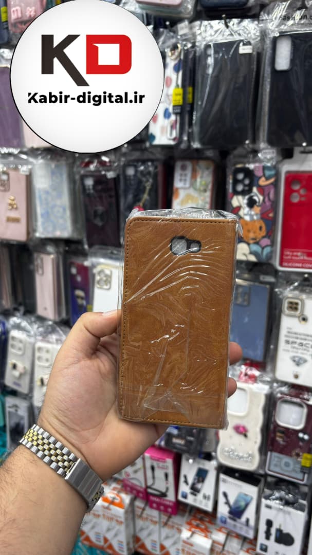 کیف گوشی Galaxy J7 Primeسامسونگ چرم مگنتی جاکارتی بند آویز دار قهوه ایی