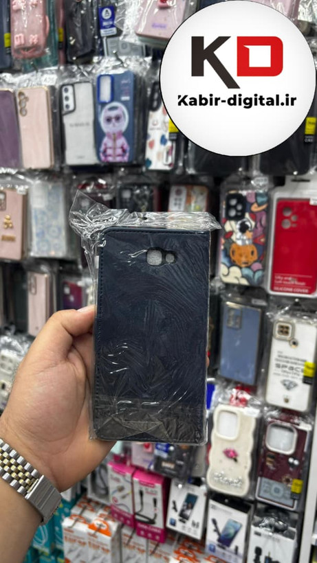 کیف گوشی Galaxy J7 Primeسامسونگ چرم مگنتی جاکارتی بند آویز دار سرمه ایی