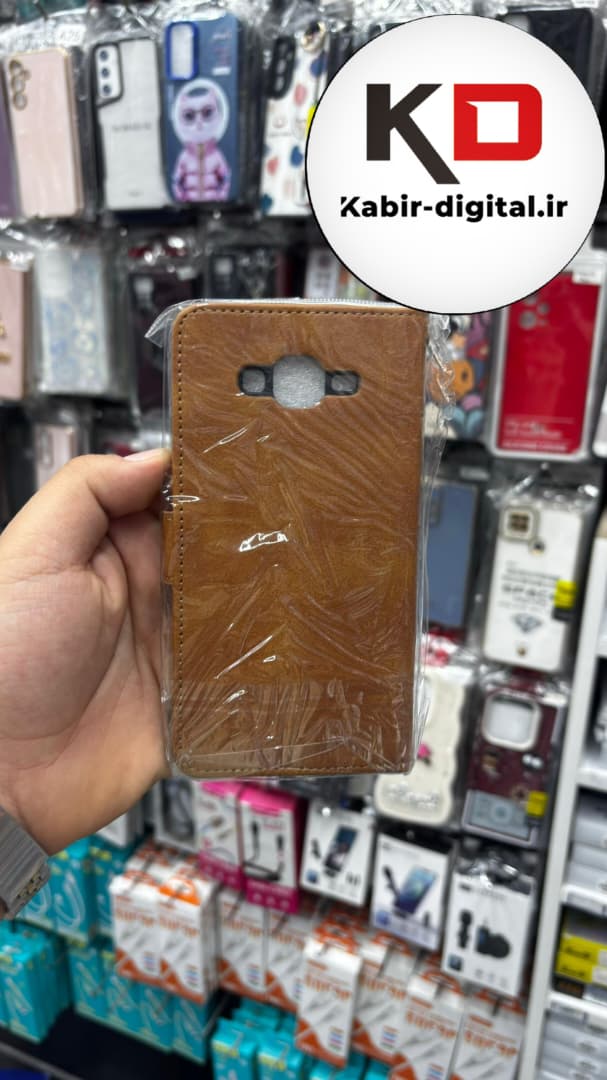 کیف گوشی Galaxy J5/ J500 / J5 2015سامسونگ چرم مگنتی جاکارتی بند آویز دار قهوه ایی