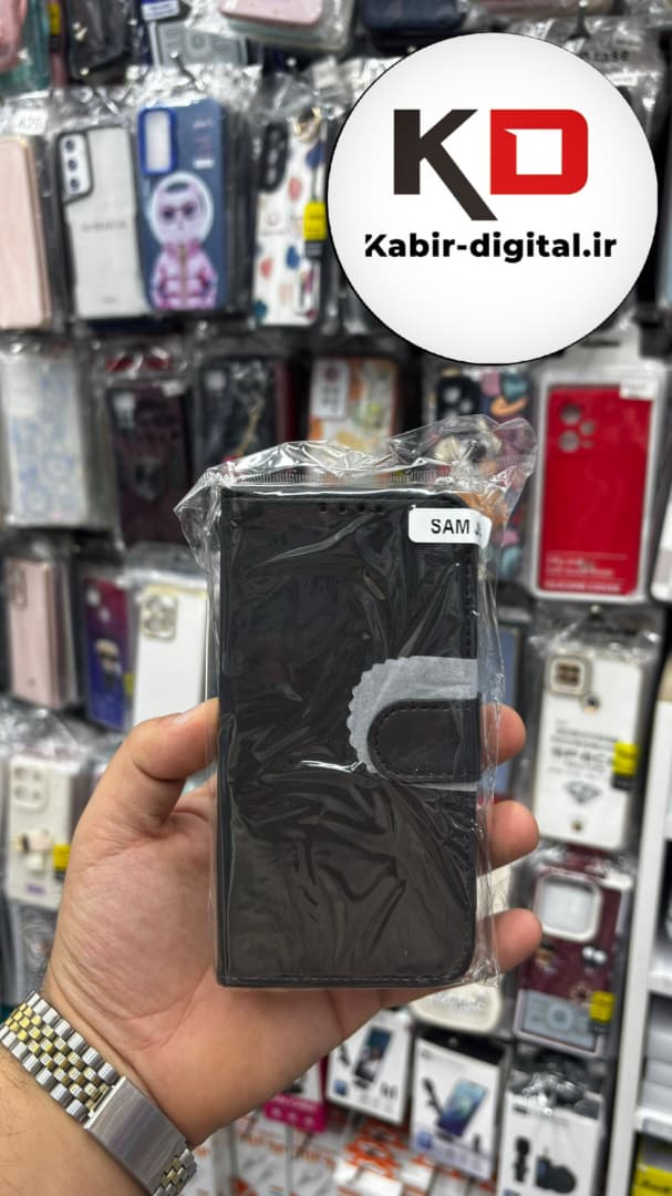 کیف گوشی Galaxy J5/ J500 / J5 2015سامسونگ چرم مگنتی جاکارتی بند آویز دار مشکی