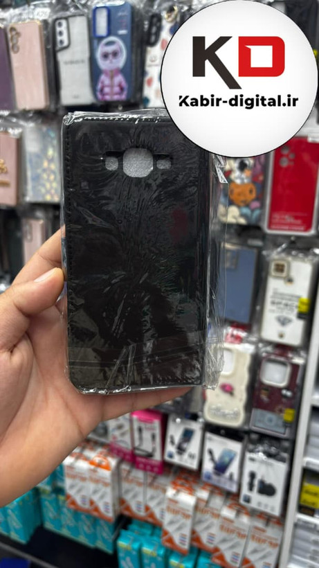 کیف گوشی Galaxy J5/ J500 / J5 2015سامسونگ چرم مگنتی جاکارتی بند آویز دار مشکی