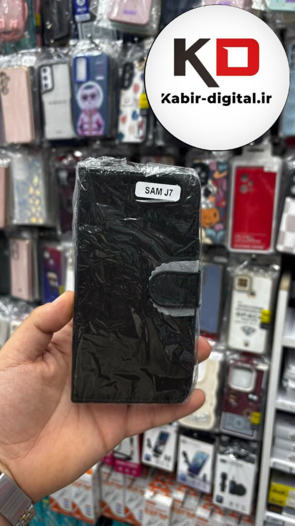 کیف گوشی Galaxy J7/ J700 / J7 2015سامسونگ چرم مگنتی جاکارتی بند آویز دار مشکی